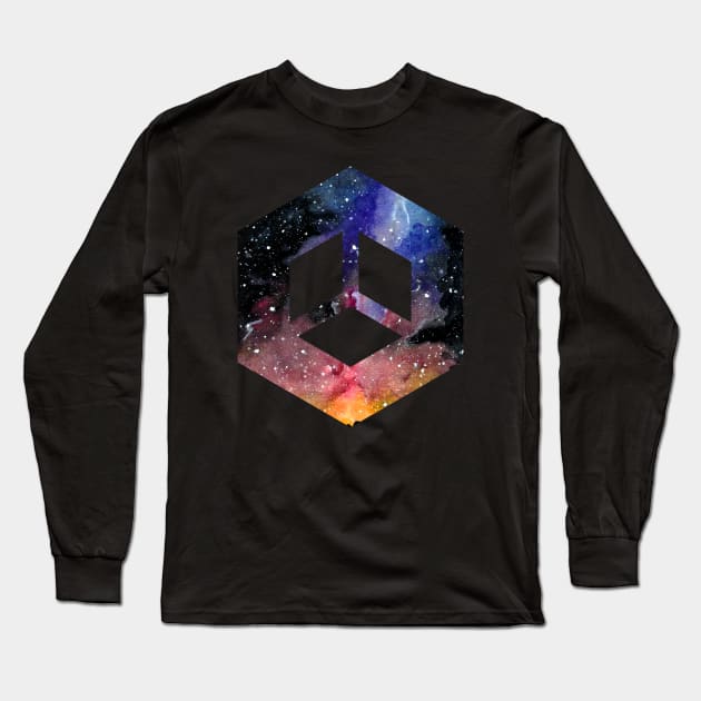 Hexagonal Galaxy Long Sleeve T-Shirt by artofiwan